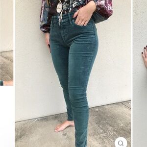Teal High-Waisted Skinny Corduroy Pants